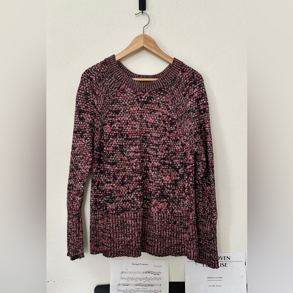 Universal Thread Marled Knit Crewneck Sweater Pink Burgundy Black Womens Sz L